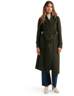 Forever New Aria Felled Coat Khaki