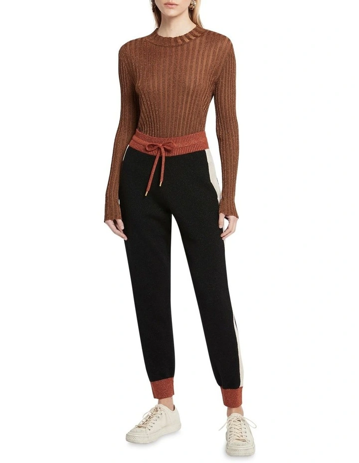 Make It Rain Metallic Knit Sweat Pant In Black 3 Make It Rain Metallic Knit Sweat Pant In Black