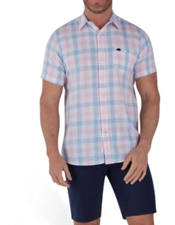 Large Check Short Sleeve Shirt In Pink