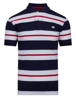 Two Tone Stripe Polo In Navy -Myer Fashion Store 916061140 3 720x928
