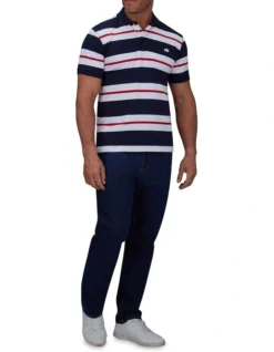 Two Tone Stripe Polo In Navy -Myer Fashion Store 916061140 7 720x928
