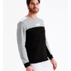 Puma Ess Block Crew Sweater In Black/Grey