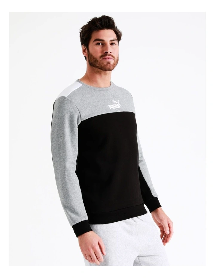 Puma Ess Block Crew Sweater In Black/Grey 3 Puma Ess Block Crew Sweater In Black/Grey