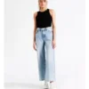 ONLY Madison Life High Waisted Wide Crop Jeans In Light Blue Denim