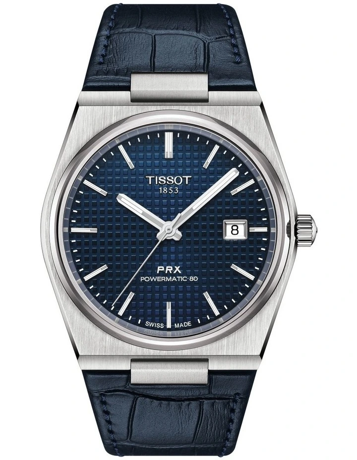 Tissot PRX Powermatic 80 T1374071604100 Automatic Watch In Blue Leather 3 Tissot PRX Powermatic 80 T1374071604100 Automatic Watch In Blue Leather