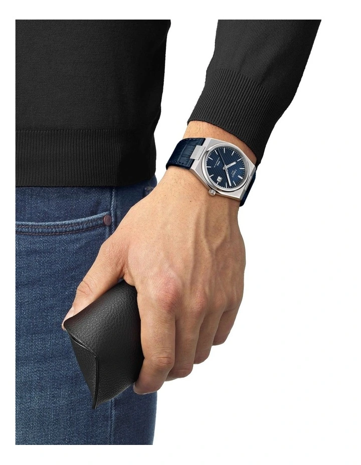 Tissot PRX Powermatic 80 T1374071604100 Automatic Watch In Blue Leather 5 Tissot PRX Powermatic 80 T1374071604100 Automatic Watch In Blue Leather - Image 3