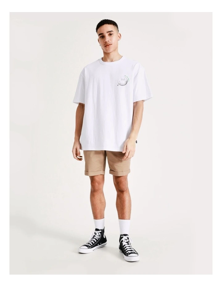 On The Green Placement Print Oversized Short Sleeve Tee In White 5 On The Green Placement Print Oversized Short Sleeve Tee In White - Image 3