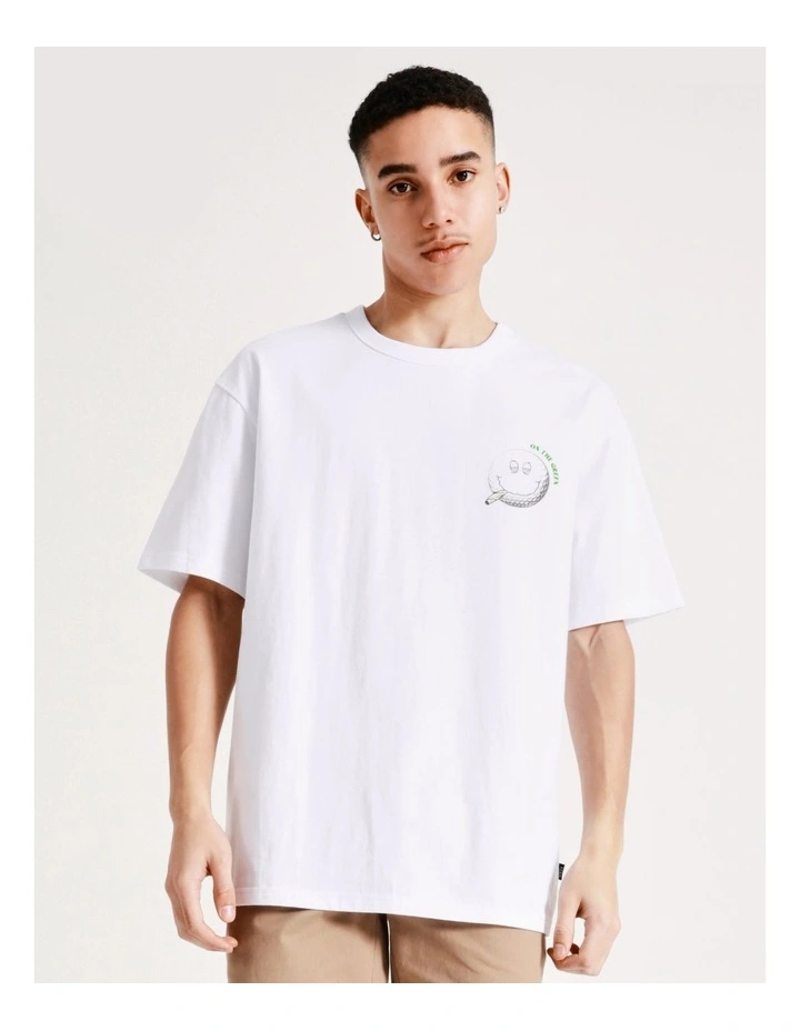 On The Green Placement Print Oversized Short Sleeve Tee In White 6 On The Green Placement Print Oversized Short Sleeve Tee In White - Image 4