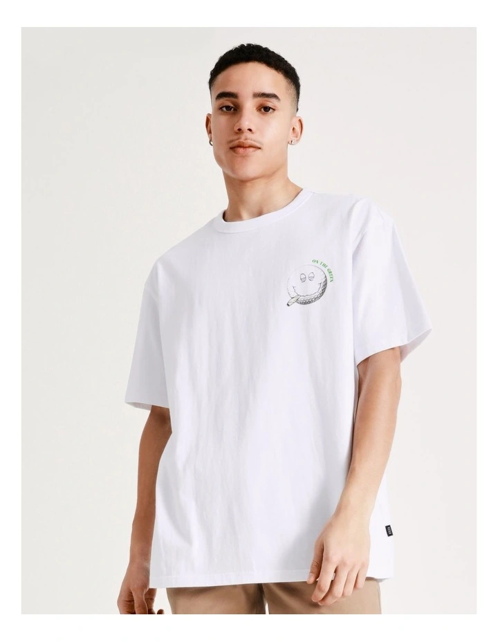 On The Green Placement Print Oversized Short Sleeve Tee In White 8 On The Green Placement Print Oversized Short Sleeve Tee In White - Image 6