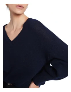 Heather Bell Sleeve Knit In Navy Metallic -Myer Fashion Store 918278200 4 720x928