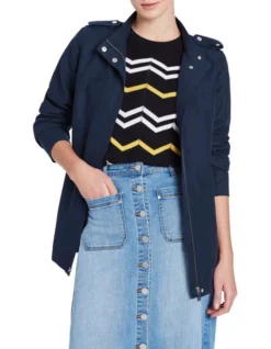 Mavis Coated Linen Jacket In Navy