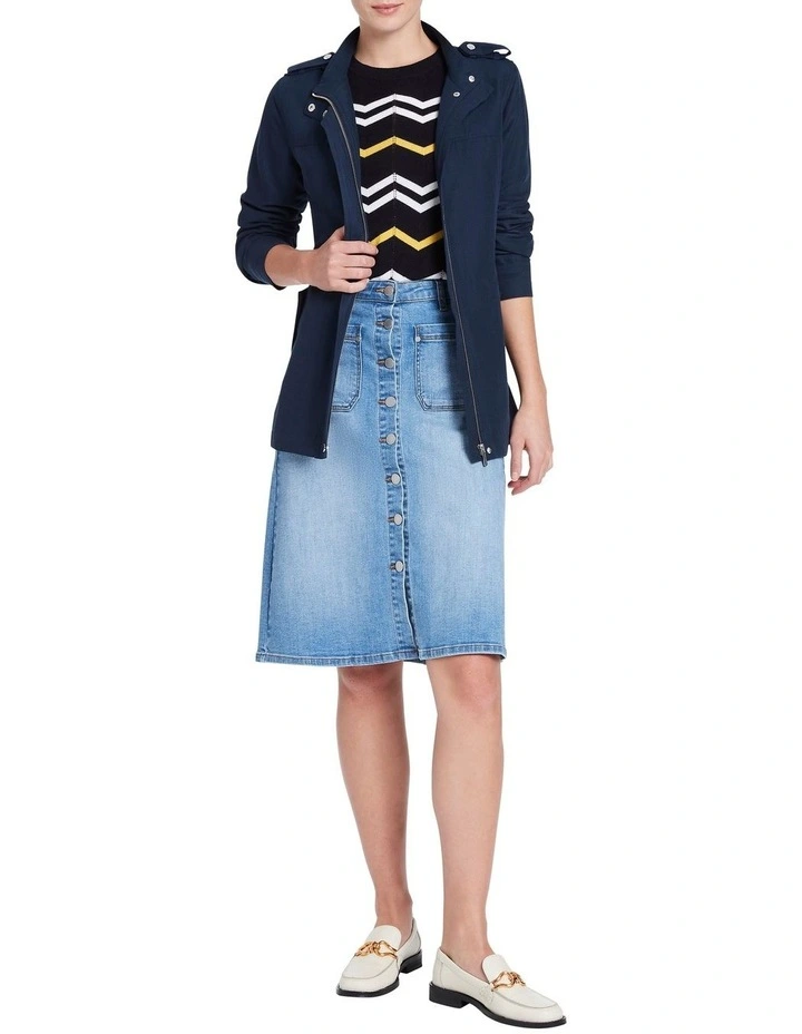 Mavis Coated Linen Jacket In Navy 4 Mavis Coated Linen Jacket In Navy - Image 2