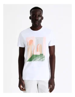 Paxton Placement Print Short Sleeve Tee In White