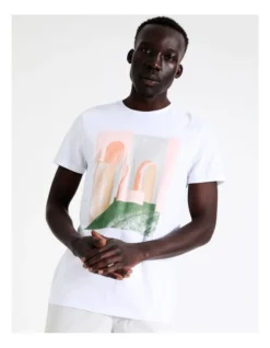 Paxton Placement Print Short Sleeve Tee In White -Myer Fashion Store 918597970 4 720x928