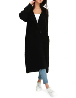 Born To Run Sustainable Sweater Coat Black