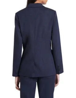 Fleur Linen Blazer In Navy Melange -Myer Fashion Store 919781740 3 720x928