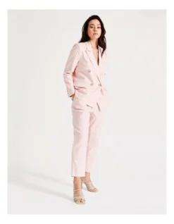 Double Breasted Blazer European Linen Blend In Blush Pink -Myer Fashion Store 919875790 3 1 720x928