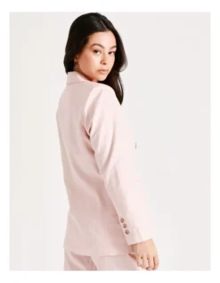 Double Breasted Blazer European Linen Blend In Blush Pink -Myer Fashion Store 919875790 6 1 720x928