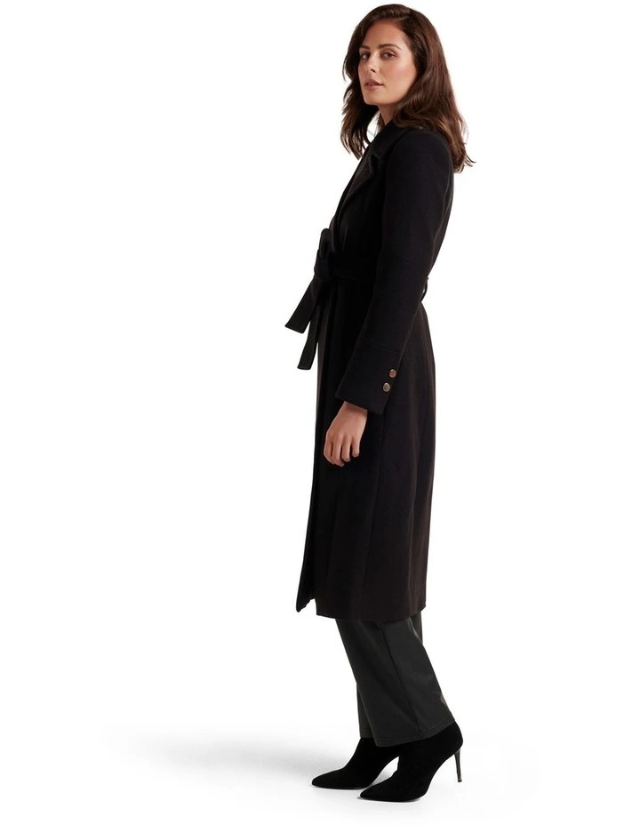 Forever New Brandy Wrap Coat In Black 5 Forever New Brandy Wrap Coat In Black - Image 3