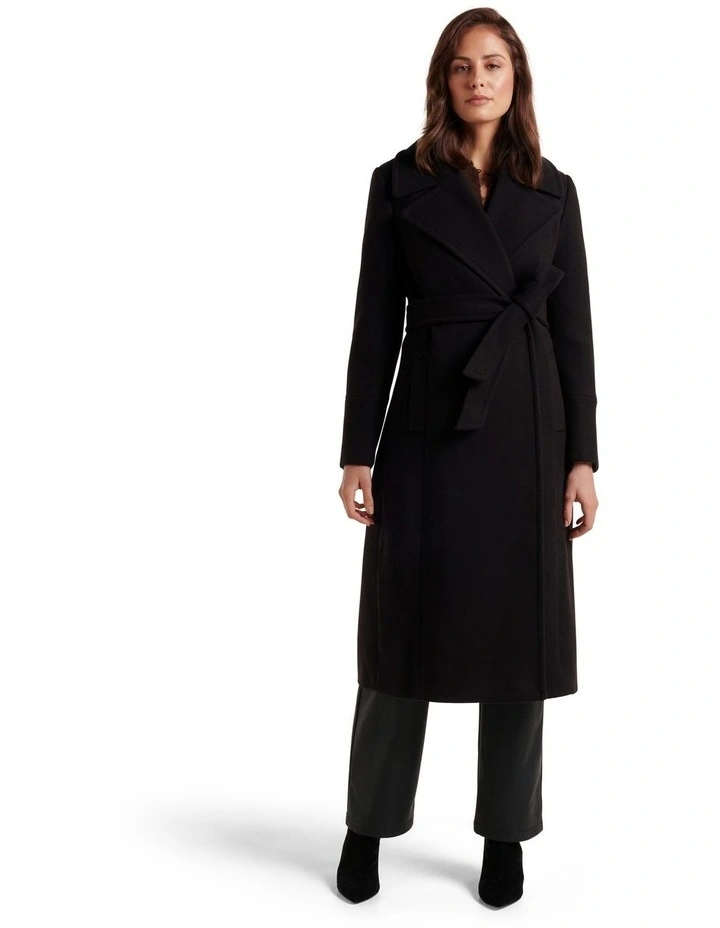 Forever New Brandy Wrap Coat In Black 7 Forever New Brandy Wrap Coat In Black - Image 5