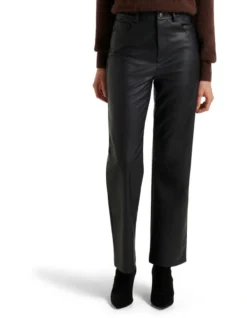 Forever New Jaclyn Vegan Leather Straight Leg Pant In Black