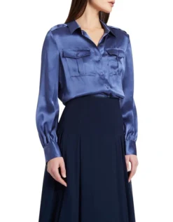 Oriana Silk Shirt In Pacific