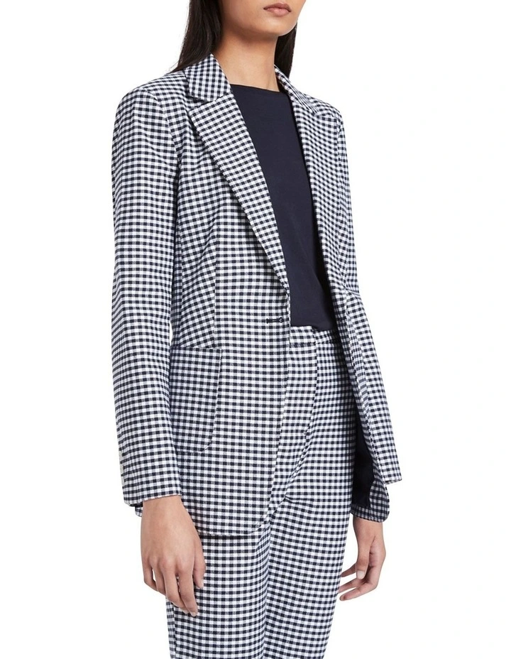 Mirela Gingham Jacket In Midnight/Ivory 3 Mirela Gingham Jacket In Midnight/Ivory