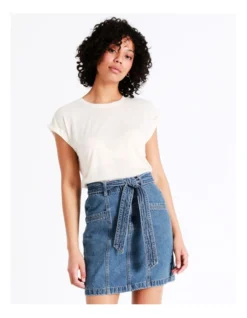 Recycled Blend Belted Denim Skirt In Pool Blue -Myer Fashion Store 924767020 3 1 720x928