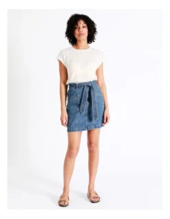 Recycled Blend Belted Denim Skirt In Pool Blue -Myer Fashion Store 924767020 5 2 720x928