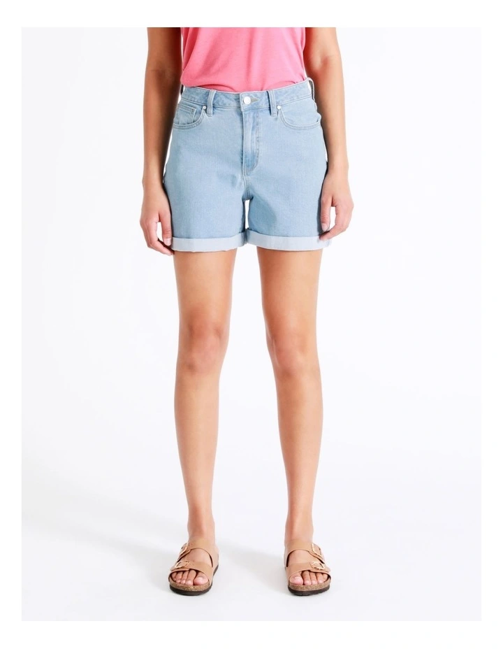 Recycled Blend Cuffed Denim Short In Tidal Blue 4 Recycled Blend Cuffed Denim Short In Tidal Blue - Image 2