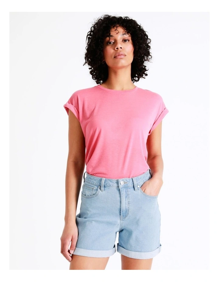 Recycled Blend Cuffed Denim Short In Tidal Blue 5 Recycled Blend Cuffed Denim Short In Tidal Blue - Image 3