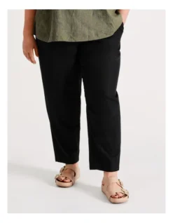 Regatta European Linen Blend Pant With Elastic Waist And Pockets In Black -Myer Fashion Store 924801580 2 720x928