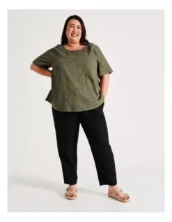 Regatta European Linen Blend Pant With Elastic Waist And Pockets In Black -Myer Fashion Store 924801580 3 720x928