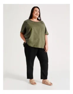 Regatta European Linen Blend Pant With Elastic Waist And Pockets In Black -Myer Fashion Store 924801580 5 720x928