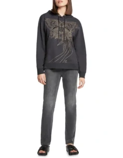 Stardust Oversized Hoodie In Washed Black