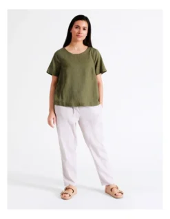 Regatta European Linen Blend A-Line Short Sleeve Top In Khaki/Navy Crossdye -Myer Fashion Store 925109830 3 720x928