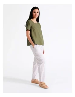 Regatta European Linen Blend A-Line Short Sleeve Top In Khaki/Navy Crossdye -Myer Fashion Store 925109830 5 720x928