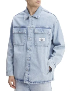 Calvin Klein Jeans Oversized Utility Shirt Jacket In Light Blue