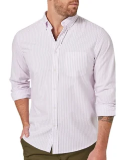 Judd Long Sleeve Stripe Oxford Shirt In Lavender Purple -Myer Fashion Store 928135000 4 1 720x928