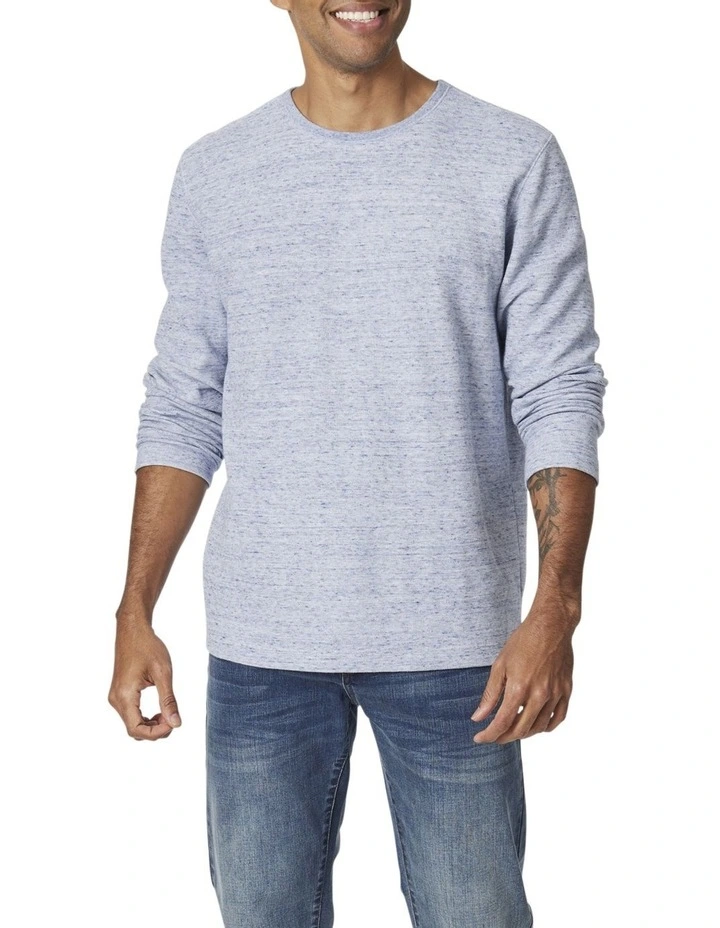 Waffle Knit Sweat Top In Blue Marle 3 Waffle Knit Sweat Top In Blue Marle