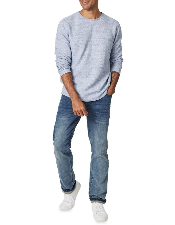 Waffle Knit Sweat Top In Blue Marle 5 Waffle Knit Sweat Top In Blue Marle - Image 3