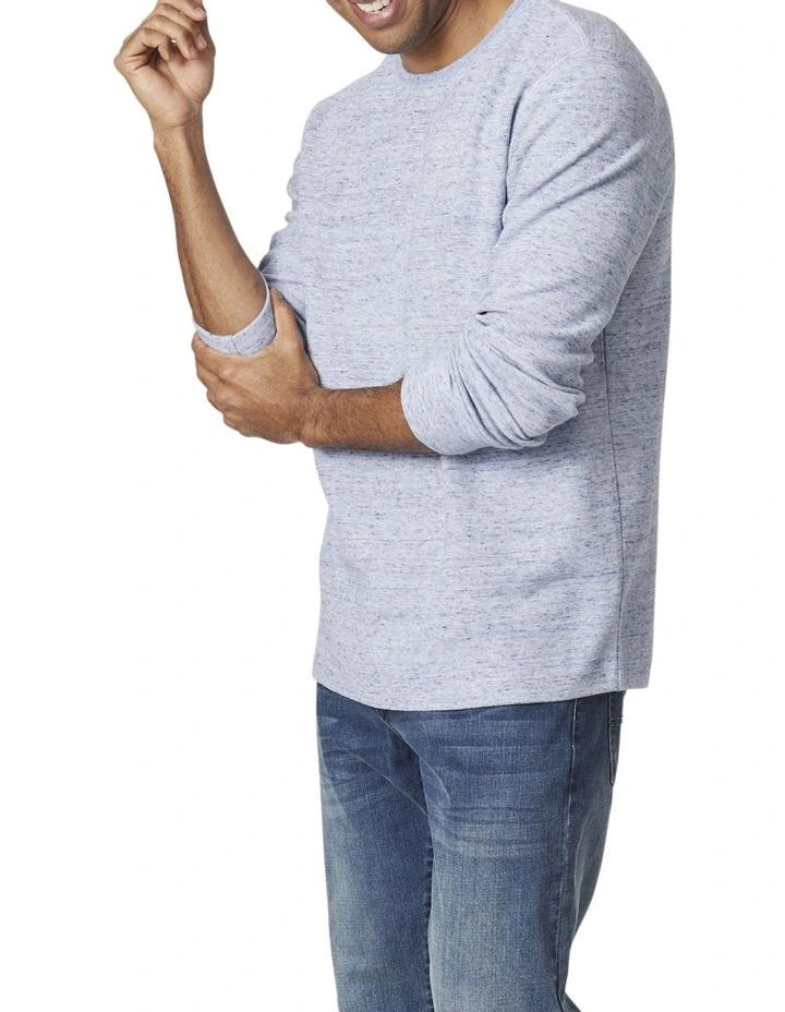 Waffle Knit Sweat Top In Blue Marle 6 Waffle Knit Sweat Top In Blue Marle - Image 4