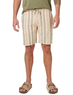 Lagoon Linen Blend Short In Green Multi