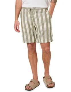 Lagoon Linen Blend Short In Khaki