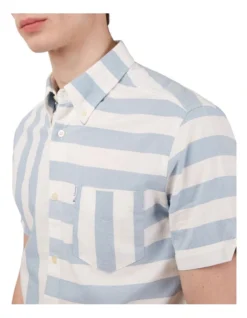 Ben Sherman Patchwork Candy Stripe Short Sleeve Shirt In White/Blue 10 Ben Sherman Patchwork Candy Stripe Short Sleeve Shirt In White/Blue -Myer Fashion Store 928393390 3 720x928