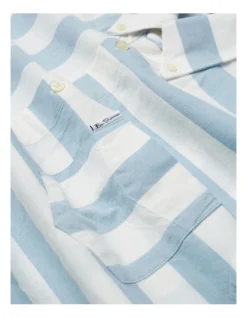 Ben Sherman Patchwork Candy Stripe Short Sleeve Shirt In White/Blue 11 Ben Sherman Patchwork Candy Stripe Short Sleeve Shirt In White/Blue -Myer Fashion Store 928393390 4 720x928