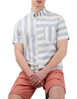Ben Sherman Patchwork Candy Stripe Short Sleeve Shirt In White/Blue 13 Ben Sherman Patchwork Candy Stripe Short Sleeve Shirt In White/Blue -Myer Fashion Store 928393390 6 720x928