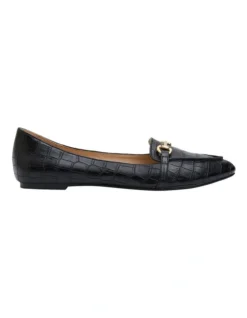 Radical Flat Shoes In Black Croc Smooth