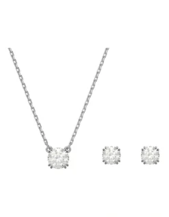 Swarovski Constella Set Round Cut Rhodium Plated In White