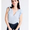 Basque Organic Cotton Blend Ruffle Shoulder Top In Assorted